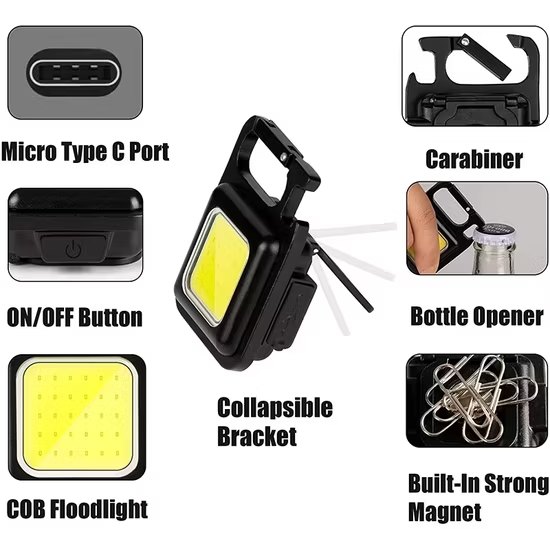 COB USB Keychain Mini Flashlight (IP65)